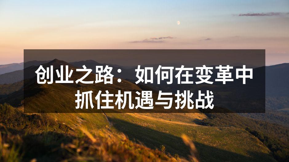 创业之路：如何在变革中抓住机遇与挑战